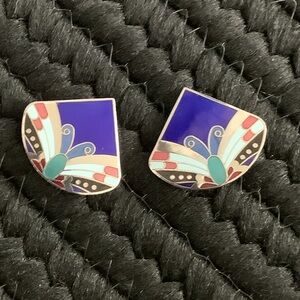 Beautiful Coisonné Clip-on Earrings